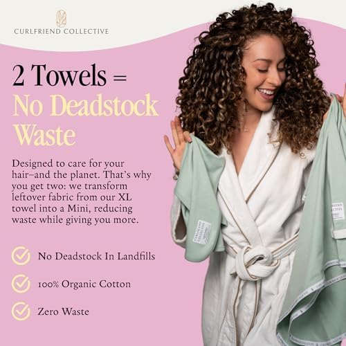 Curlfriend Collective Cotton Cloud T-Shirt Hair Towel Duo, Sage The Day - Image 7
