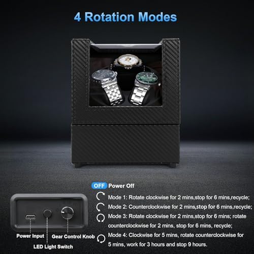 Anyasun 3 Watch Winder for Automatic Watch,Japanese Quiet Motor - Image 4
