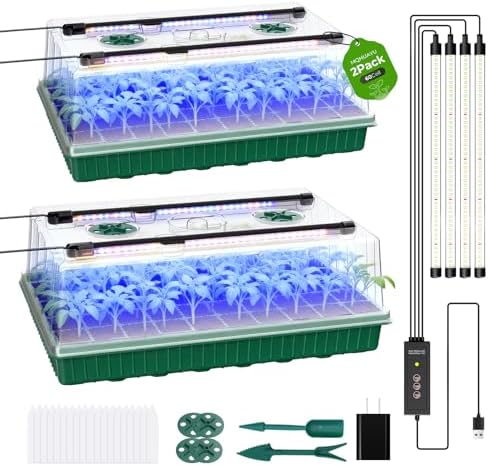 2 Pack Seed Starter Tray with Grow Light, 120-Cell Seedling Kit by MQHUAYU