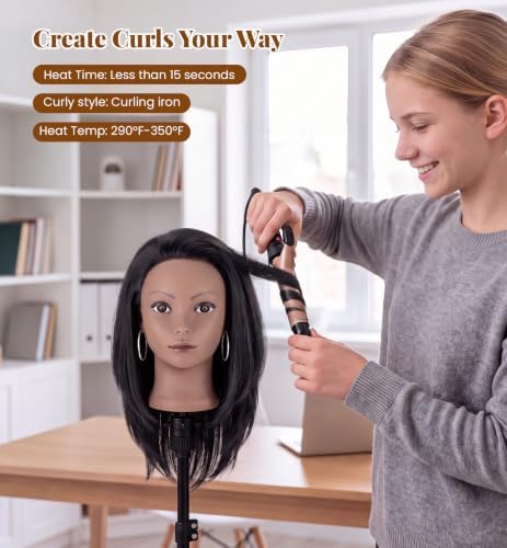20" Mannequin Head Human Hair, 100% Real Hair Mannequin Head with Clamp - Image 5