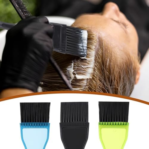 3 Piece Hair Dye Brush Set Reusable Color Tint Applicator Brushes Professional Color Brushes Hair Stylist Supplies for Salon Home DIY Tools(Black, Green, Blue) - Image 3