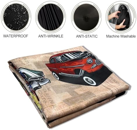 Barber Cape for Men Professional Hair Cutting Salon Cape with Snaps Waterproof Hairdressing Styling Cape Gown Apron- 63”× 56”(Vintage Cars) - Image 5