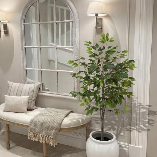 Daifunli 2 Pack Artificial Ficus Tree with Realistic Leaves Natural Trunk - Image 6