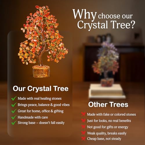 YATSKIA Carnelian Crystal Tree, Birthday Gifts for Women, Sister & Friends, Handmade Crystal Tree of Life, Boho Room, Shelf & Office Desk Decor, Thank You Gifts - Image 6