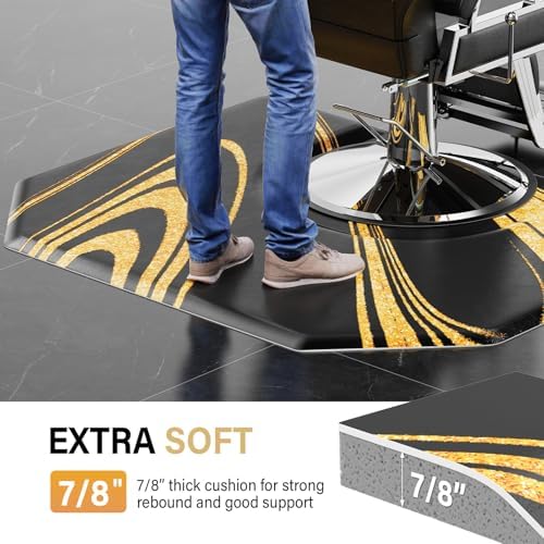 OmySalon Salon Mat for Hair Stylist 4’x5’ Anti Fatigue Barber Floor Mat with Round Base, Salon Chair Mat for Hairdresser Standing, Barbershop Beauty Spa Styling Shampoo Equipment - Image 2