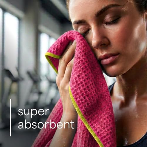 S&T INC. Microfiber Gym Towels, 3 Pack, 16" x 27", Honeycomb Brights - Image 2