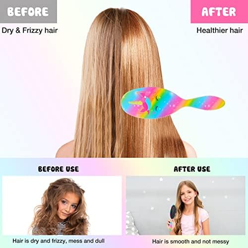 Kids Hair Brush Girls, Toddler Wet Dry Detangling Hair Brush for Curly Thick Hair Pain-Free Comb Girls Kids Women Unicorn Mermaid - Image 3