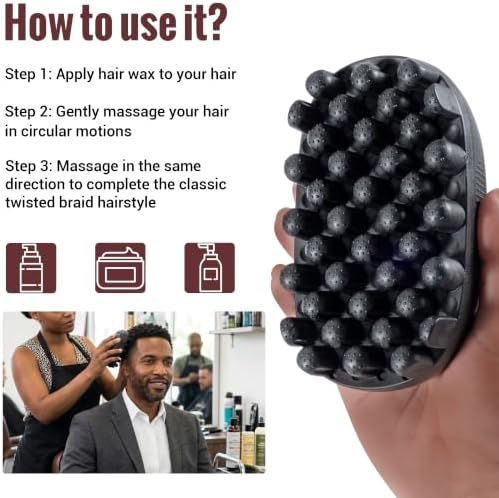 Belongtous Premium Twist Hair Sponge Brush for Men & Women, Twist Styler - Durable, Washable Comb Brush for Afro, Curly, Coiled, Short Hair (Black) - Image 5