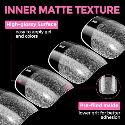 UNA GELLA Extra Short Squoval Gel Nail Tips 216pcs Pre-shaped Half Matte - Image 7