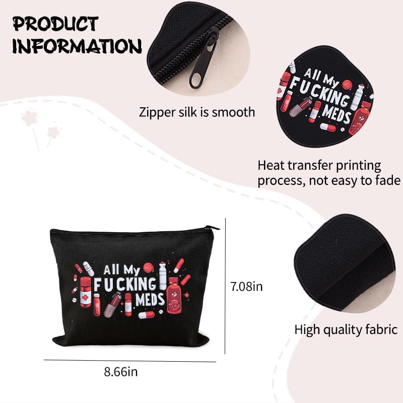 Medicine Storage Organizer Pouch Bag Travel Medication Bag Funny Pharmacist Gifts Physician Assistant Make Up Bags Family Nurse Practitioner Gifts for Women Men Cosmetic and Pill Bags Doctor Pouch - Image 3