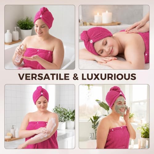 Oversized Bath Towel Wrap for Women with Plus Size Hair Dry Towel Set - Image 7