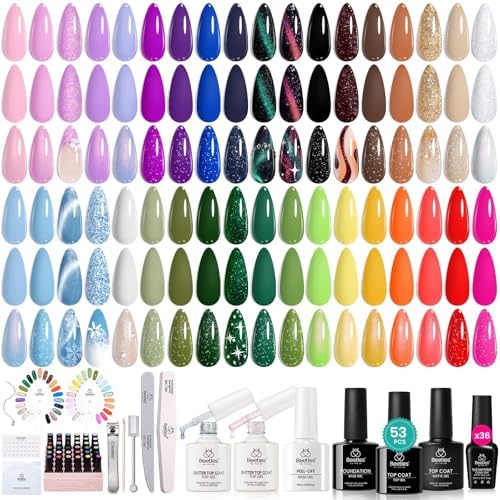 Beetles Gel Nail Polish Set, 53PCS Brown Green Blue Gel Polish Kit by beetlesGelPolish