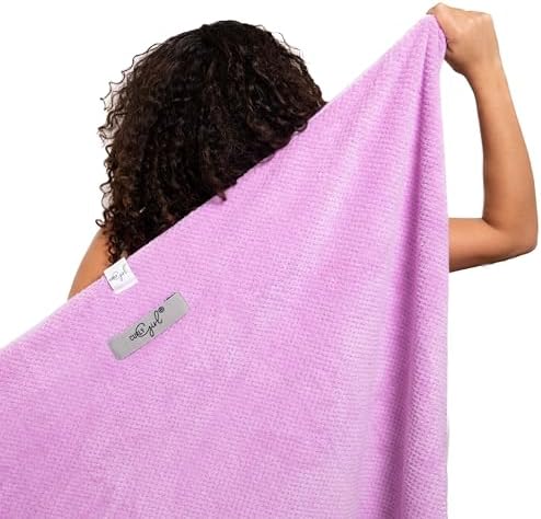 Curly Girl Microfiber Hair Towel Wrap for Women, 41" x 31" Large Quick Dry Hair Towel, Secure Fit with Elastic Strap, Anti-Frizz Hair Plopping Wrap for Long, Thick Hair - Image 2