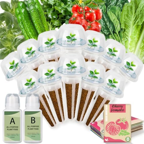 Herb & Salad Seed Pods Kit Hydroponic - 12 Refill Grow Pods with 6-Packet Seeds of Basil, Cherry Tomato, Mini Cucumber, Lettuce, Spinach & Parsley, Compatible with All Hydroponics Growing Systems by Hreblink