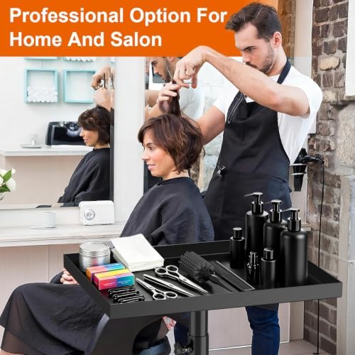 Salon Tray Cart Tattoo Tray Rolling Cart, Service Rolling Tray, Height Adjustable Styling Tray, Storage Tray Trolley for Beauty Salon Clinic Spa (Black) - Image 5