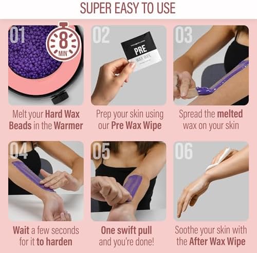 Tress Wellness Award Winning Waxing Kit for Sensitive Skin – Safe for Face & Skin, Easy to Use – At-Home Kit for Face, Bikini, Brazilian & Full Body - Midnight Rose, No Display - Image 5
