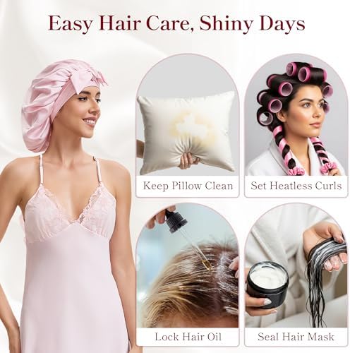 Tie Silk Bonnet Satin Curly Hair Wrap for Sleeping Women Anti Frizz - Image 3