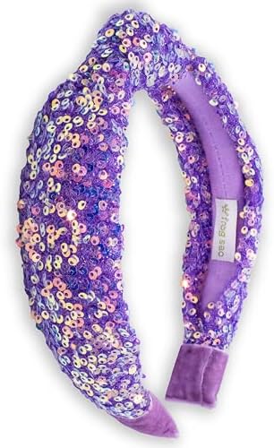 FROG SAC Sequin Knot Headband for Girls, Purple Knotted Hair Bands Accessories for Kids, Sparkly Iridescent Little Girl Headbands, Cute Fashion Hairbands for Tweens Stocking Stuffers for Children by FROGSAC