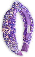 FROG SAC Sequin Knot Headband for Girls, Purple Knotted Hair Bands Accessories for Kids, Sparkly Iridescent Little Girl Headbands, Cute Fashion Hairbands for Tweens Stocking Stuffers for Children by FROGSAC