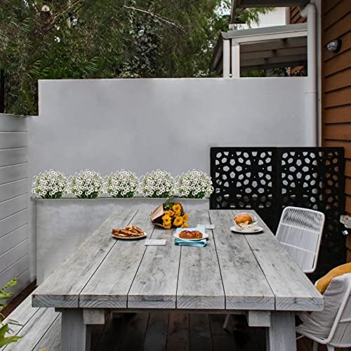LikSoor 21 Bundles Artificial Outdoor UV Resistant Flowers No Fade Fake Outside Flowers Plastic Greenery Faux Shrubs Garden Porch Window Box Home Decoration (White) - Image 3