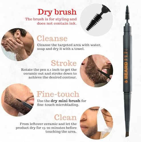 Beard Pen Filler for Men - Barber Styling Grooming Pencil - Medium Black - Image 4