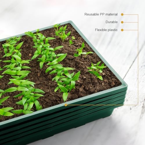 RooTrimmer 1020 Nursery Pots Trays 5 Pack, Plastic Flat Seed Starter Trays, Durable Seedling Potting Tray for Carrying and Holding Planting Pot (Green) - Image 4