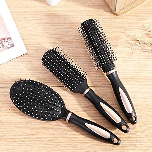 Pack of 4 Anti-Static Hair Tools for Women, Men & Kids: Oval Comb, Round Vent Brush, Detangling Paddle Brush for Wet/Dry Hair Massage & Shine, QXDAI-10 - Image 5
