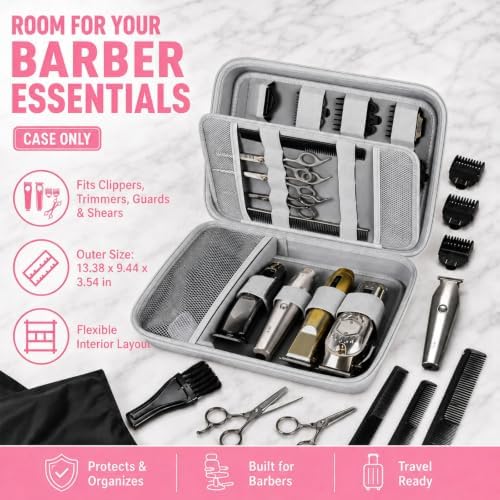 Boobowl Hard Travel Case for Hair Clippers, Barber Tool Organizer, Silver - Image 3