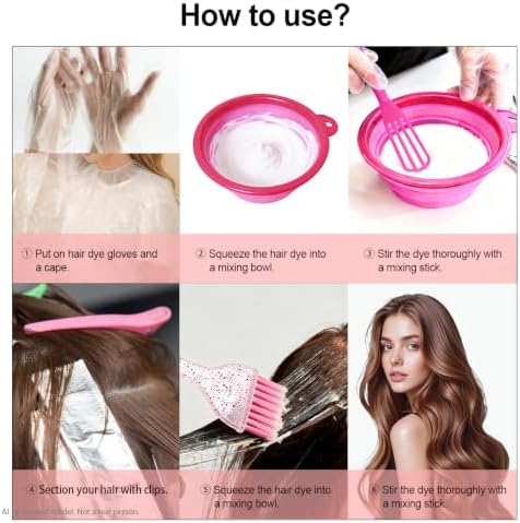 21 Pcs Pink Hair Dye Kit Professional Salon Tools with Bowl - Image 6