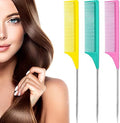 Leinuosen 3 Pack Rat Tail Comb Carbon Fiber,Yellow, Pink, Green by Leinuosen