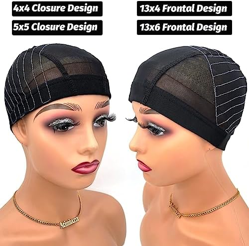 Wig Cap with Guideline Map for Wig Making, Stretchable Mesh Dome Caps with 1 Elastic Band and 4 Wig Combs for Beginners Sewing Wig (Medium: 21"-22", 13 * 4 Frontal) - Image 5