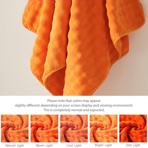 COZYART Lint Free 8 Pcs Bathroom Towels Set Ultra Soft Microfiber Orange - Image 6