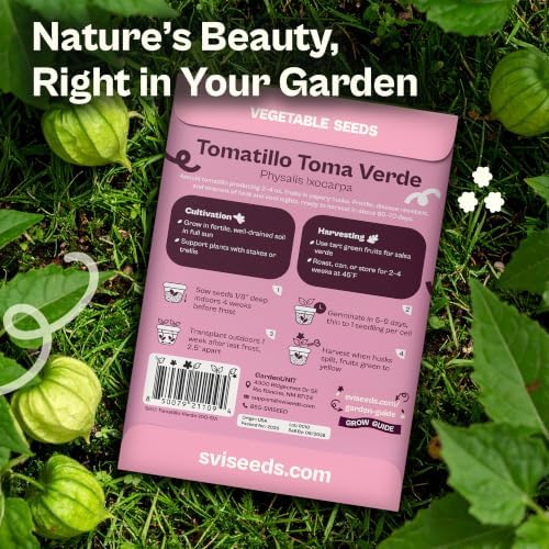 SVI 100 Toma Verde Tomatillo Seeds for Planting (Physalis ixocarpa) – Mexican Tomatillo Salsa Verde Favorite, Prolific 2–4oz Tomatillos – Heirloom Vegetable Seeds for Outdoor & Indoor Garden - Image 2