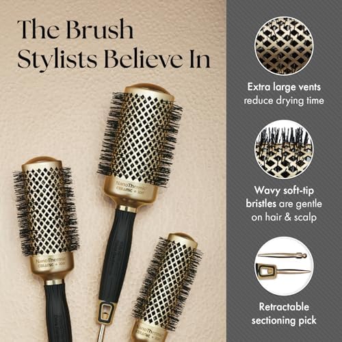 Olivia Garden NanoThermic Ceramic + Ion Round Thermal Hair Brush - Not Electrical - Professional Blowout Brush for Normal to Thick Hair - Image 5