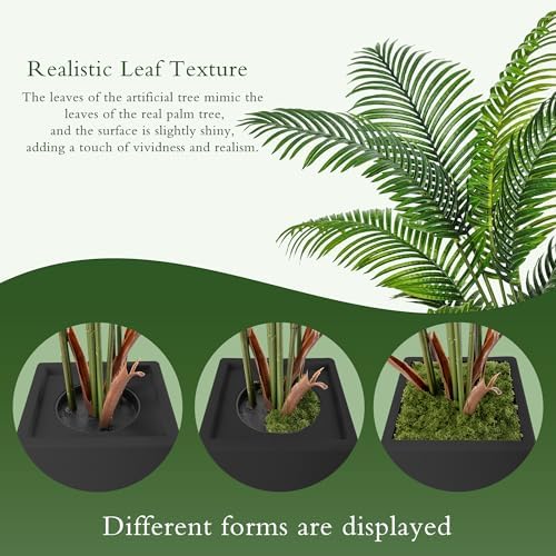 Flydeer 6FT Artificial Palm Tree with Tall Black Planter, Floor Plant - Image 3