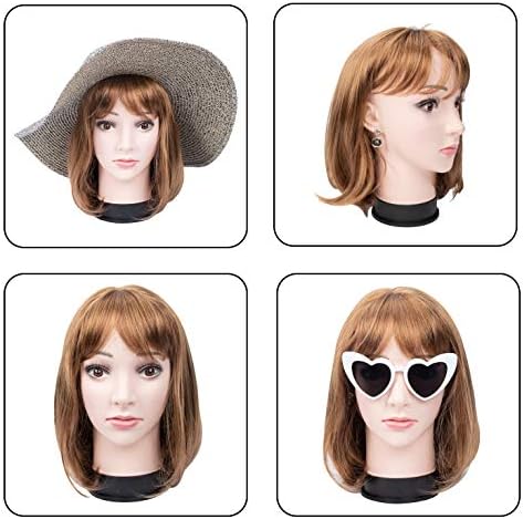BHD BEAUTY Bald Mannequin Head Beige Female Professional Cosmetology for Wig Making, Display wigs, eyeglasses, hairs with T pins 22" - Image 6