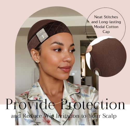 Dark Brown Wig Grip Cap for Women Non Slip, 2 PCS - Image 4