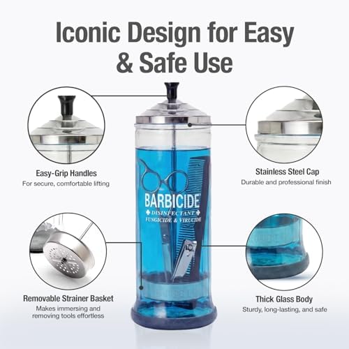 BARBICIDE Disinfectant Jar and Concentrate Starter Set (37 Oz Jar + 64 Fl Oz)– Professional Salon, Spa & Barber Tool Sanitizing Kit - Image 4