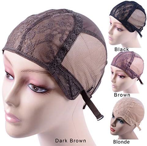 YANTAISIYU Wig Making Caps Double Lace Wig Caps For Making Wigs Adjustable Wig Cap Weave Caps for Making Wigs Hairnets (Dark Brown S) - Image 2