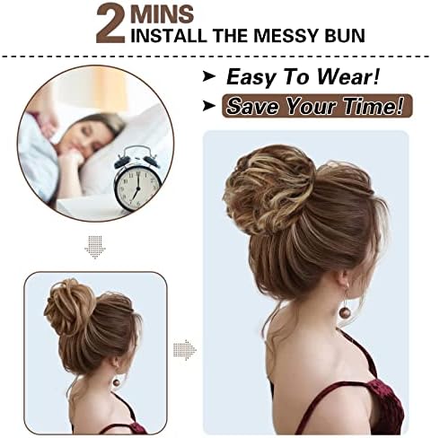 HMD 5 Pieces Messy Hair Bun Hairpiece Tousled Updo for Women - Image 3