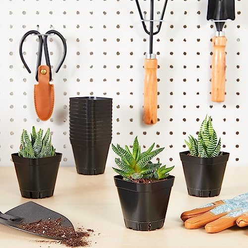 Juvale Square Nursery Pots - Seedling Planters with Drainage Holes - Versatile Pots for Plants & Succulents - Space-Saving Stackable Planters - 2.6 in, Pack of 150, Black - Image 3
