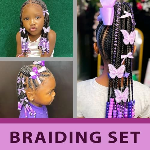 100PCS Gradient Hair Beads for Braids Satin Small Hair Bows Embroidery Butterfly Hair Clips Y2K Hair Accessories for Kids Girls - Image 2