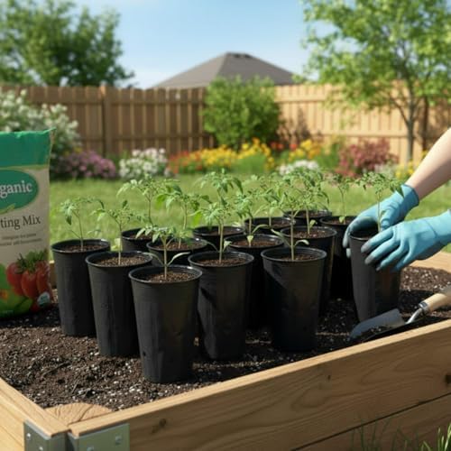 100 Pack Tall Tree Pot 9.8'' x 4.7'', Black Plastic Deep Nursery Pots, Soft Deep Seedling Pots for Seed Starting, Plant Starter Cups with Drainage Holes for Flowers, Cuttings Transplanting - Image 4