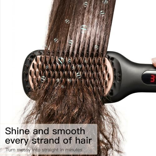 MEGAWISE Black Ceramic Ionic Straightener Brush, 20s Fast Heat, Dual Volt - Image 6