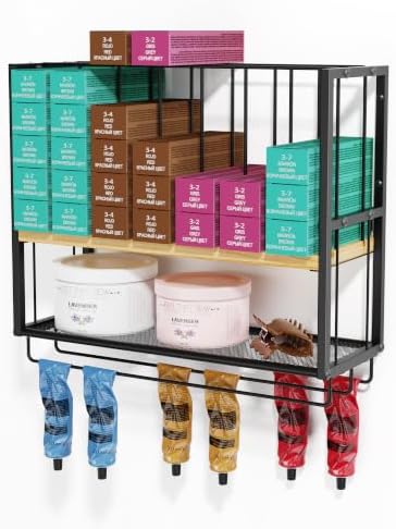 4-Tier Hair Color Organizer Wall Mounted, Metal Wood Hair Dye Rack, Black by GIGIFTREE