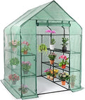 Walk-in Greenhouse - 3 Tiers 8 Shelves Plant Stands, Outdoor With Anchors Roll-up Zipper Door, Waterproof Gardening, PE Cover, 56"x56"x77" by Joolihome