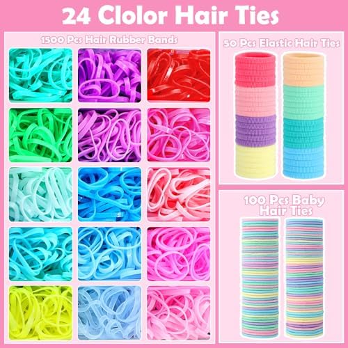 Hair Accessories for Girls, 1695 Pcs Toddler Hair Ties Elastic Hair Ties with Hair Clips Hair Tail Tools, Girls Hair Accessories for Baby Toddlers Kids - Image 3