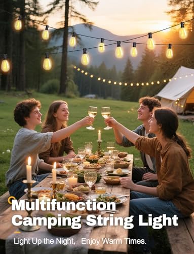 Likesky 50FT Solar String Lights Outdoor with Remote,18+1LED Shatterproof Bulbs & USB Port, Waterproof 3 Modes Dimmable Solar Lights for Backyard, Patio, Camping - Image 6