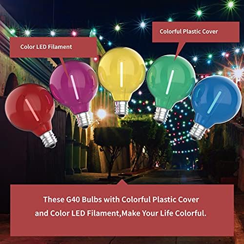 Meconard 25 Pack G40 LED Outdoor String Light Replacement Bulbs, Multicolor - Image 5