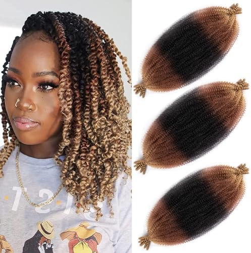 3 Packs Pre-Separated Springy Afro Twist Hair Suitable for Damaged Soft Locs Synthetic Marley Twist Braiding Hair (1B/30/27, 18 Inch (Pack of 3)) by Celie